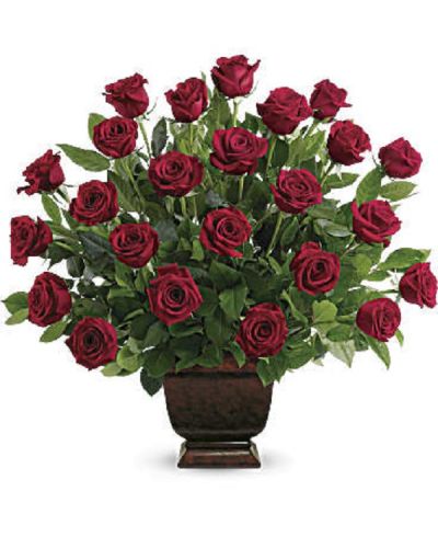<div class="m-pdp-tabs-description">
<div id="mark-1" class="m-pdp-tabs-marketing-description">As true as the love symbolized by a red, red rose are the heartfelt memories and deep feelings embraced with this classic and elegant expression of tribute.</div>
</div>
<p id="arrngDescp">Two dozen red roses, accented by salal, are presented in a classic urn.</p>