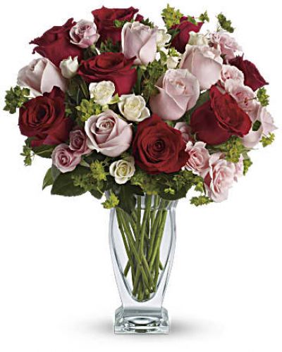 <div class="summary entry-summary">
<div class="woocommerce-product-details__short-description">

Show her your romantic side big-time with gorgeous red, pink and white roses spectacularly presented in a trendy clear glass vase.
She’ll fall in love with you all over again.
The lush bouquet includes red roses, pink roses, white spray roses and light pink spray roses accented with assorted greenery.

</div>
</div>
<div class="woocommerce-tabs wc-tabs-wrapper">

&nbsp;

</div>
